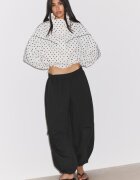 Stradivarius Geacă De Vânt Cropped Cu Buline Ecru Xl