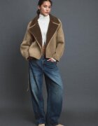 Stradivarius Geacă Dublă Față Cu Imitație De Piele De Căprioară Camel M