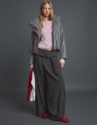 Stradivarius Geacă Matlasată Cu Guler Înalt Și Imitație De Piele Gri Marengo M