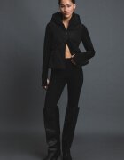 Stradivarius Geacă Matlasată Cu Mâneci Din Neopren Negru S