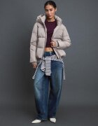 Stradivarius Geacă Matlasată De Bază Cu Glugă Albastru Xl
