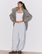 Stradivarius Geacă Matlasată Oversize Cu Glugă Gri Xs