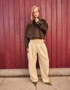 Stradivarius Geacă Oversize Cu Aspect De Imitație De Piele De Căprioară Maro Xs