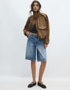 Stradivarius Geacă Oversize Cu Aspect De Imitație De Piele De Căprioară Piatră Xs
