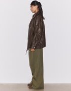 Stradivarius Geacă Oversize Cu Rever Din Imitație De Piele Maro M