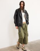 Stradivarius Geacă Oversize Cu Rever Din Imitație De Piele Negru Xl