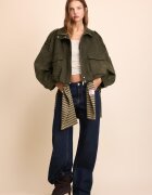 Stradivarius Geacă Oversize Din Imitație De Piele De Căprioară Kaki Xs