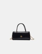 Stradivarius Geantă City Crossbody Din Piele Întoarsă Cu Două Toarte Negru Os