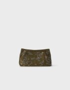 Stradivarius Geantă Clutch Brodată Verde Închis Os