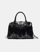 Stradivarius Geantă Crossbody Bowling Maxi Negru Os