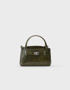 Stradivarius Geantă Crossbody City Cu Aspect De Piele De Crocodil Verde Închis Os