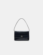 Stradivarius Geantă Crossbody Cu Clapetă Și Închidere Negru Os