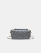 Stradivarius Geantă Crossbody Cu Lanț Și Logo Gri Închis Os
