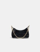 Stradivarius Geantă Crossbody Mini Cu Aspect Piele De Crocodil Negru Os