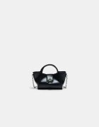 Stradivarius Geantă Crossbody Mini Cu Detaliu Lacăt Negru Os