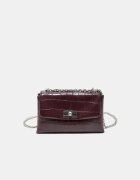 Stradivarius Geantă Crossbody Rigidă Cu Efect De Crocodil Grena Os