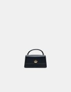 Stradivarius Geantă Crossbody Rigidă Cu Închidere Metal Negru Os