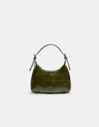 Stradivarius Geantă De Umăr Cu Presaj Piele De Crocodil Și Lanț Verde Închis Os
