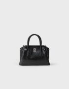 Stradivarius Geantă Tote Crossbody Cu Închidere Negru Os