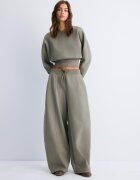Stradivarius Hanorac Cropped Cu Betelie Albastru Xl