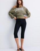 Stradivarius Hanorac Cropped Cu Decolteu Bărcuță Kaki M