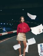 Stradivarius Hanorac Cu Fermoar Și Glugă Roșu Xl