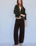 Stradivarius Hanorac Cu Glugă Și Fermoar Verde Închis Xl