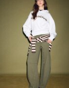 Stradivarius Hanorac Cu Glugă Și Text Imprimat Gri Melanj Xl