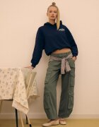 Stradivarius Hanorac Oversize Cu Grafică Bleumarin M
