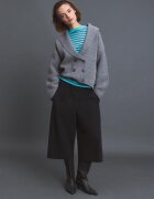 Stradivarius Jachetă Din Tricot Cu Rever Și Nasturi Dubli Gri Închis S