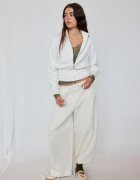 Stradivarius Jachetă Din Tricot Fitted Cu Fermoar Ecru M