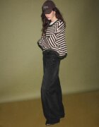 Stradivarius Jeans Largi Cu Talie Dublă Negru Spălat 40