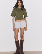 Stradivarius Mini Pantaloni Scurți Din Felpa Gris Amestec L