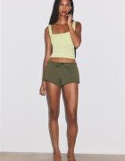 Stradivarius Mini Pantaloni Scurti Din Felpa Kaki Xs