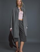 Stradivarius Palton Basic Moale La Atingere Gri Închis Xl