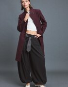Stradivarius Palton Drept Cu Textură Fină Purpuriu Xl