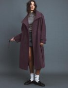 Stradivarius Palton Lung Cu Guler Înalt Și Textură Fină Purpuriu M
