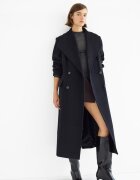 Stradivarius Palton Lung Din Stofă Bleumarin Xs
