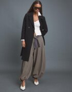 Stradivarius Palton Midi Cu Cordon Negru M