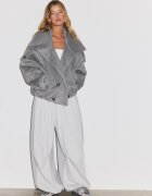 Stradivarius Palton Oversize Cu Guler Înalt Gri M