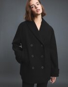Stradivarius Palton Scurt Cu Guler Șal Negru Xl