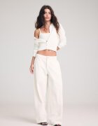 Stradivarius Pantaloni Barrel 100% Bumbac Vanilie 42