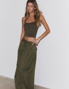 Stradivarius Pantaloni Barrel Din Bumbac 100% Kaki 32
