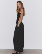 Stradivarius Pantaloni Barrel Din Poplin Cu Opritoare Negru 42