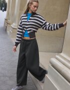 Stradivarius Pantaloni Barrel Jogger Largi Alb Unt S