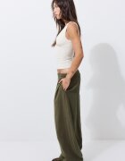 Stradivarius Pantaloni Barrel Tip Tencel Kaki L