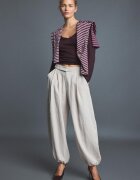 Stradivarius Pantaloni Bufant Cu Cataramă Ecru 40