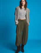 Stradivarius Pantaloni Bufant Cu Cataramă Kaki 42