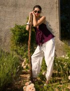 Stradivarius Pantaloni Bufant Cu Efect De In Alb Xl