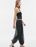 Stradivarius Pantaloni Bufant Texturați Negru Xxs